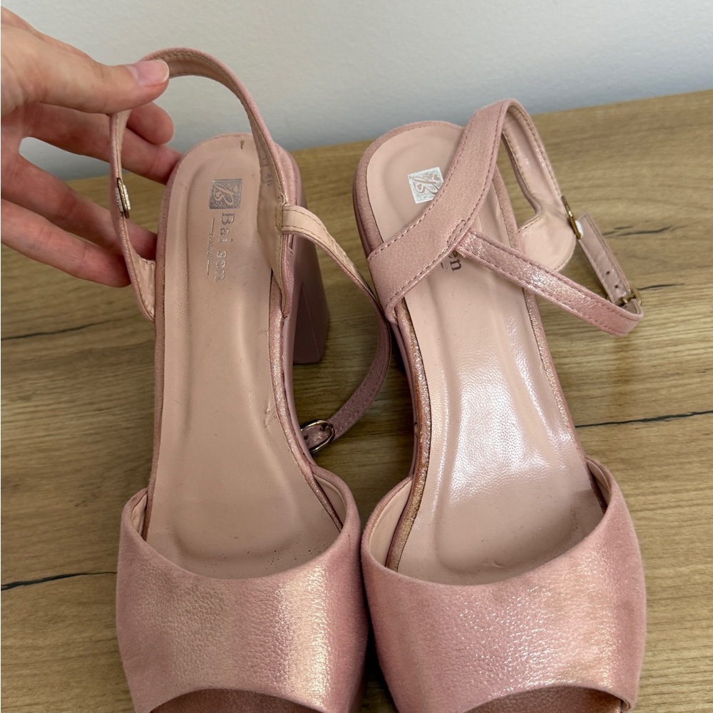 BAMBOO Pink Heels Slingback Open Toe